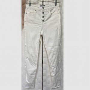 Banana Republic High Rise Skinny Fray White Jeans Size 26 / 2